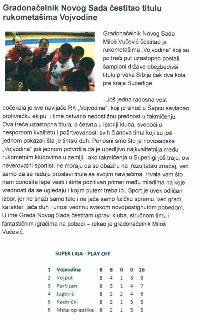 Gradonačelnik čestitao na tituli